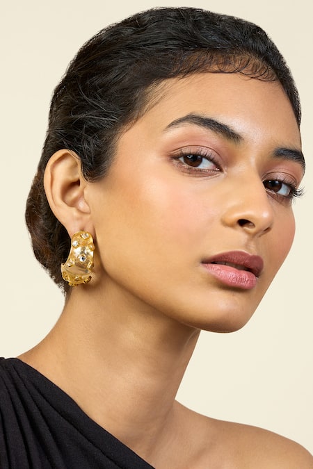 Isharya Zoori Mirror Embellished Huggie Hoops 