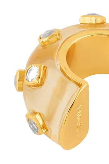 Shop_Isharya_Gold Plated Mirrors Zoori Embellished Huggie Hoops _Online_at_Aza_Fashions