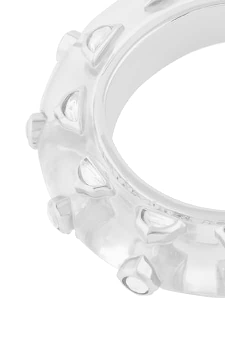 Shop_Isharya_White Mirrors Chaand Embellished Hoops_Online_at_Aza_Fashions