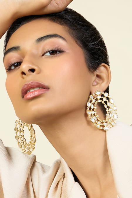 ISHARYA Alizeh Mirror Embellished Disk Earrings 