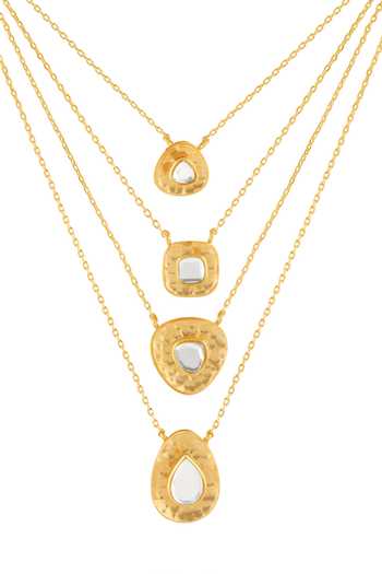 Isharya Gold Plated Zoori Layered Resin Pendant Necklace 4