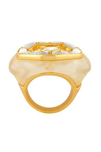 Shop_Isharya_Gold Plated Mirrors Love Bombe Ring_Online_at_Aza_Fashions