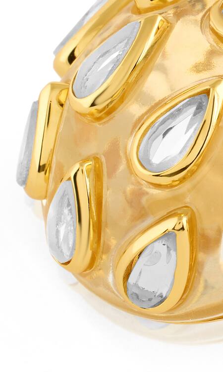 Shop_Isharya_Gold Plated Mirrors Lucent Stone Embellished Studs _Online_at_Aza_Fashions
