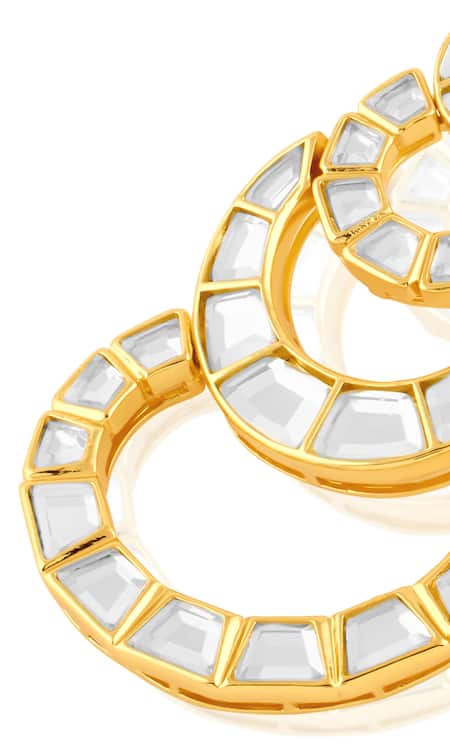 Shop Isharya Gold Plated Mirrors Mehrunisa Finish Stone Embellished Chandelier Earrings Online at Aza Fashions Shop_Isharya_Gold Plated Mirrors Mehrunisa Finish Stone Embellished Chandelier Earrings _Online_at_Aza_Fashions