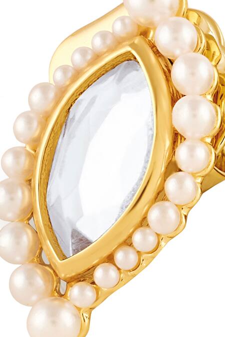 Shop Isharya Gold Plated Mirrors, Pearls Finish Stone And Embellished Studs Online at Aza Fashions Shop_Isharya_Gold Plated Mirrors, Pearls Finish Stone And Embellished Studs _Online_at_Aza_Fashions