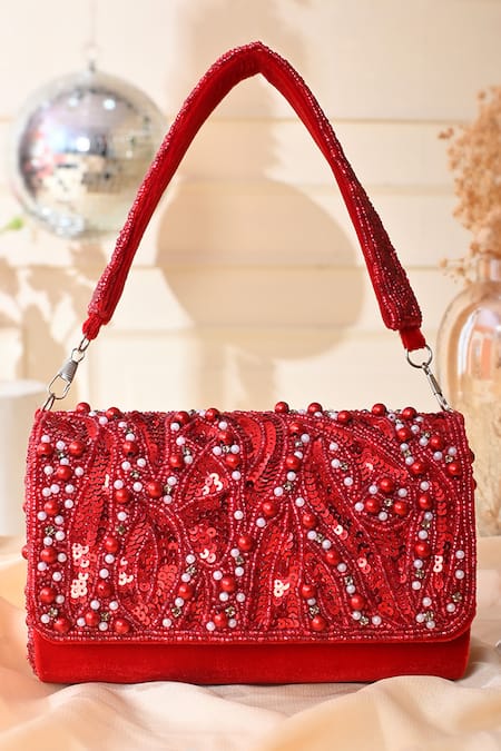 La Fiza Ruby Rhapsody Sequin Embellished Clutch Bag 