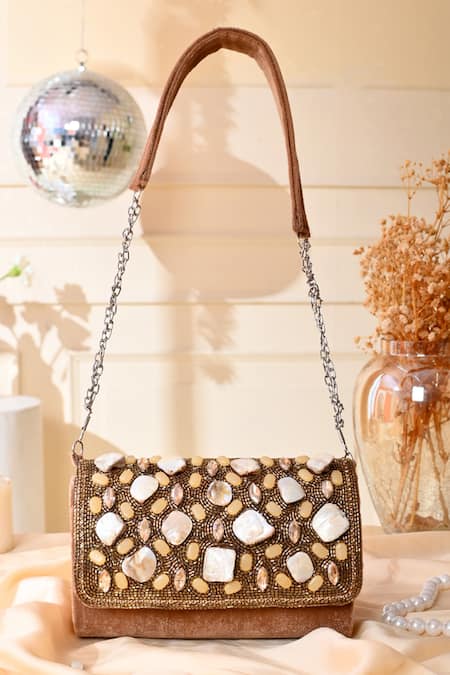 La Fiza Aura Stone Embellished Clutch Bag 