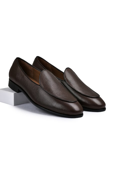 Wednesday Lifestyle Brown New York Textured Belgian Loafers 