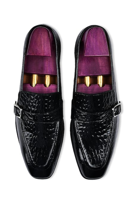 Wednesday Lifestyle Croco Textured Buckle Loafers 