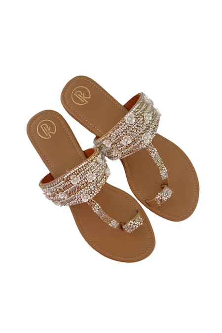 PREET KAUR Blooming Hand Embroidered Kolhapuri Flats 