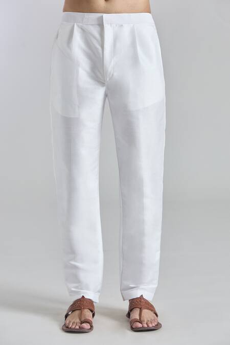 Buy_Arihant Rai Sinha_Off White Silk Plain Kurta And Aligadi Pant Set 