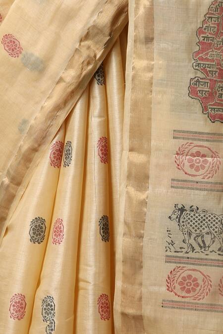 Shop Dusala Beige Kota Doria Petal Handwoven Saree With Running Blouse Piece Online at Aza Fashions Shop_Dusala_Beige Kota Doria Petal Handwoven Saree With Running Blouse Piece _Online_at_Aza_Fashions
