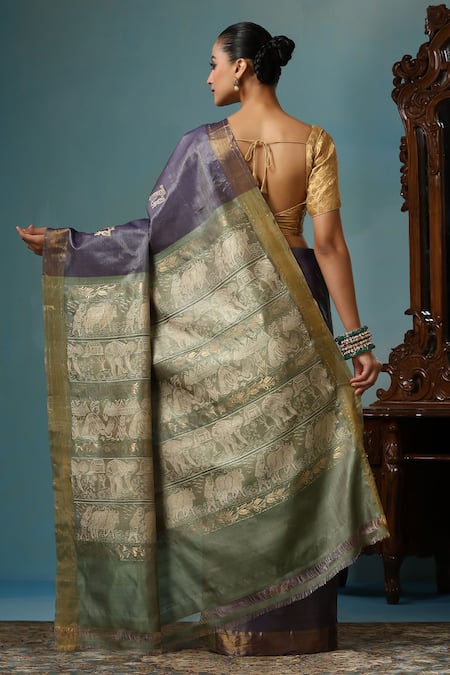 Shop Dusala Grey Kota Doria Embroidery Primayi Handwoven Saree With Running Blouse Piece at Aza Fashions Shop_Dusala_Grey Kota Doria Embroidery Primayi Handwoven Saree With Running Blouse Piece _at_Aza_Fashions