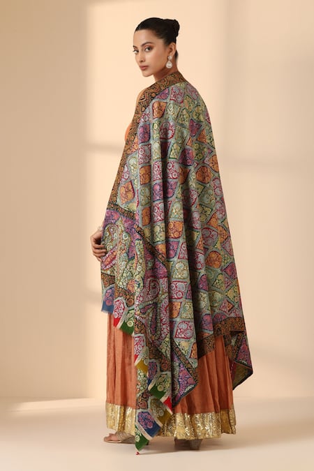 Shop Dusala Multi Color Aastha Pashmina Handwoven Shawl at Aza Fashions Shop_Dusala_Multi Color Aastha Pashmina Handwoven Shawl _at_Aza_Fashions