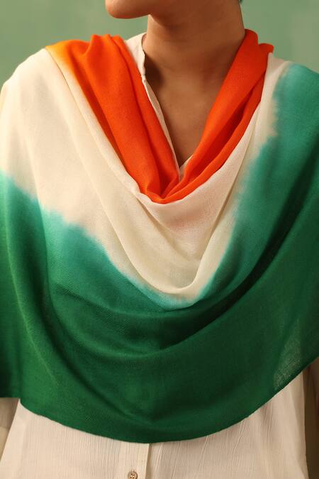 Dusala_Multi Color Ulji Indian Flag Pattern Stole _Online_at_Aza_Fashions