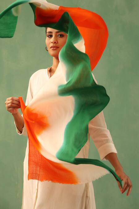 Buy_Dusala_Multi Color Ulji Indian Flag Pattern Stole _Online_at_Aza_Fashions