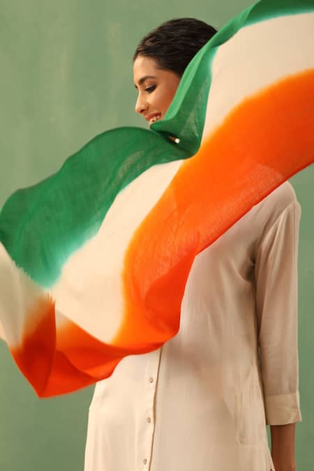 Shop_Dusala_Multi Color Ulji Indian Flag Pattern Stole _Online_at_Aza_Fashions