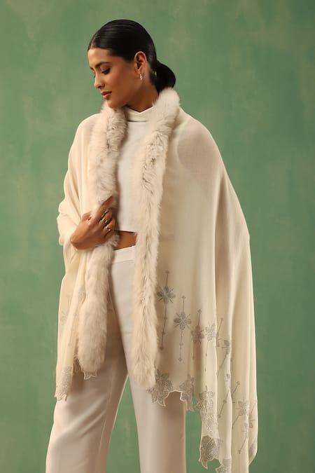DUSALA Marina Fur Embellished Stole 