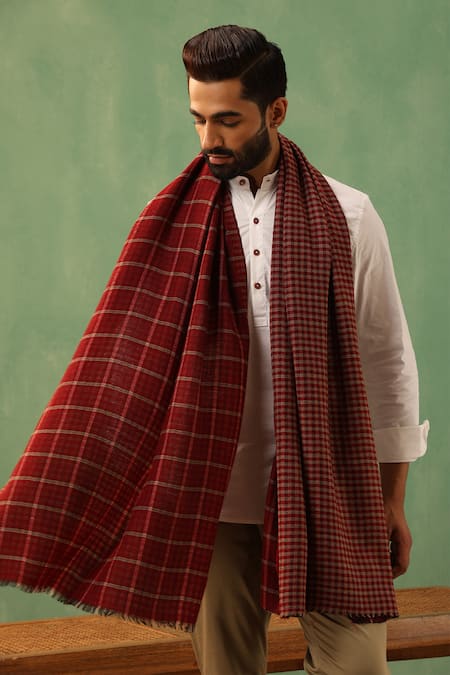 DUSALA Riyaz Checkered Woven Stole 