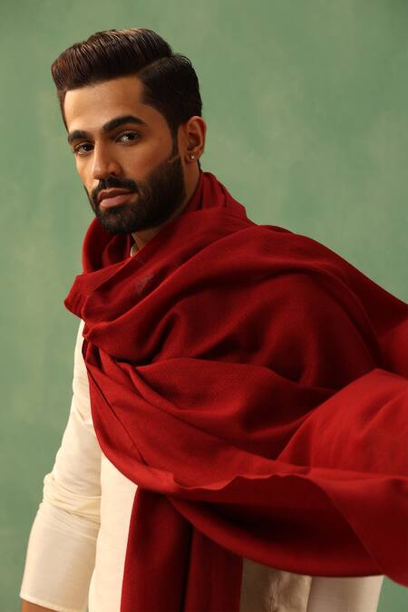 Buy Dusala Red Cohen Solid Woven Shawl Buy_Dusala_Red Cohen Solid Woven Shawl