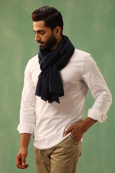 Shop_Dusala_Blue Shreedar Cashmere Woven Shawl _at_Aza_Fashions