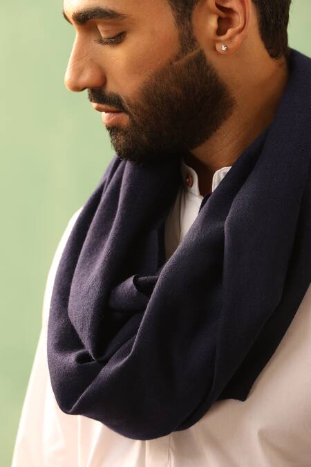 Dusala_Blue Shreedar Cashmere Woven Shawl _Online_at_Aza_Fashions