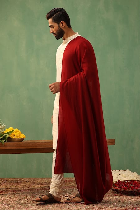 Shop_Dusala_Red Cohen Pashmina Solid Shawl _at_Aza_Fashions