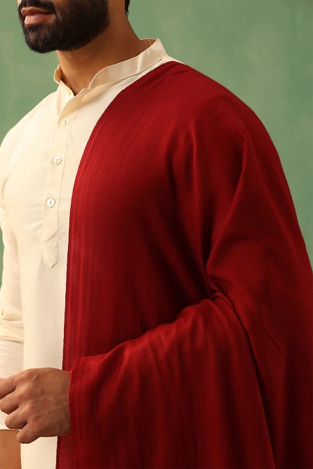 Dusala_Red Cohen Pashmina Solid Shawl _at_Aza_Fashions
