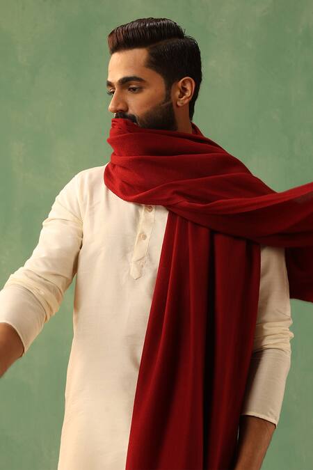 Buy_Dusala_Red Cohen Pashmina Solid Shawl 