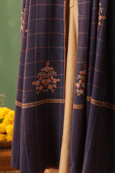 Dusala_Blue Amara Pashmina Shawl _Online_at_Aza_Fashions
