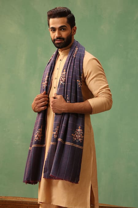 Buy_Dusala_Blue Amara Pashmina Shawl _Online_at_Aza_Fashions