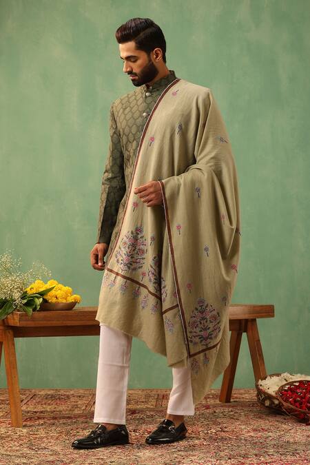 Buy_Dusala_Beige Kira Pashmina Shawl_Online_at_Aza_Fashions