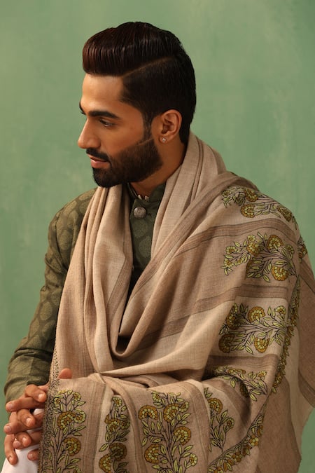Dusala Beige Isla Pashmina Shawl Online at Aza Fashions Dusala_Beige Isla Pashmina Shawl _Online_at_Aza_Fashions