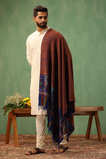 Shop_Dusala_Multi Color Embroidery Nova Pashmina Shawl _Online_at_Aza_Fashions