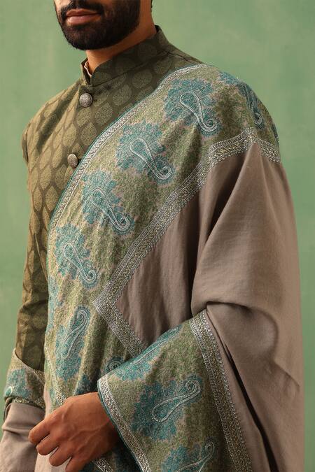 Dusala_Grey Ekaraj Pashmina Shawl _Online_at_Aza_Fashions
