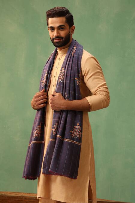 Buy Dusala Blue Amara Guccha Embroidered Pashmina Shawl Online at Aza Fashions Buy_Dusala_Blue Amara Guccha Embroidered Pashmina Shawl _Online_at_Aza_Fashions