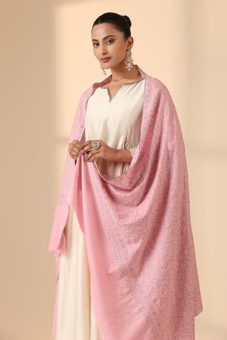 Dusala_Pink Stell Sozni Embroidered Pashmina Shawl _Online_at_Aza_Fashions