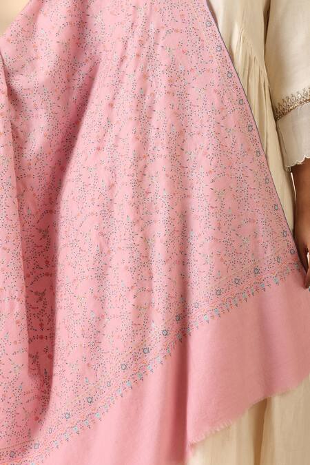 Shop_Dusala_Pink Stell Sozni Embroidered Pashmina Shawl _Online_at_Aza_Fashions