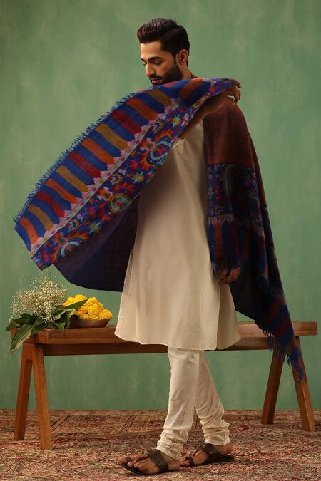 Shop Dusala Multi Color Nova Kani Embroidered Pashmina Shawl Online at Aza Fashions Shop_Dusala_Multi Color Nova Kani Embroidered Pashmina Shawl _Online_at_Aza_Fashions