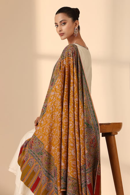 Dusala Yellow Ava Sozni Embroidered Pashmina Shawl Online at Aza Fashions Dusala_Yellow Ava Sozni Embroidered Pashmina Shawl _Online_at_Aza_Fashions