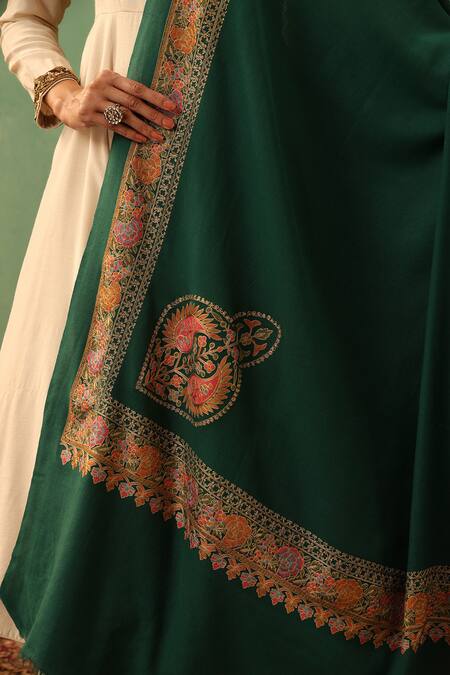 Buy Dusala Green Adija Cashmere Shawl Online at Aza Fashions Buy_Dusala_Green Adija Cashmere Shawl _Online_at_Aza_Fashions