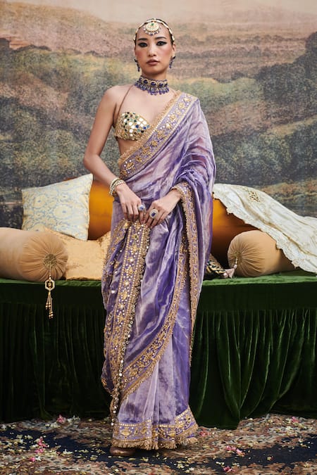 Itrh Krishna Leela Gota Embroidered Saree With Blouse 