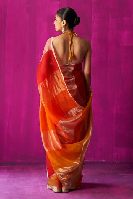 Five Point Five Nitya Broad Woven Stripe Saree With Running Bouse Piece 