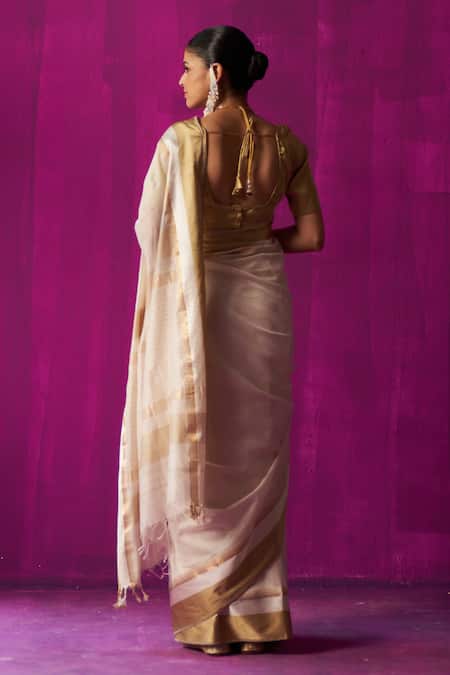 Five Point Five Amrapali Resham Border Saree With Running Blouse Piece 