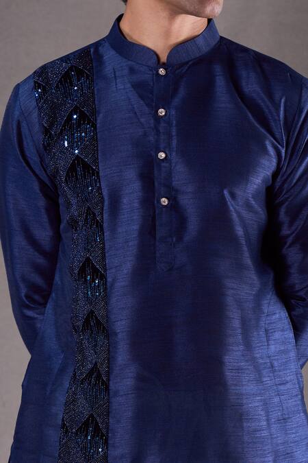 Buy_Arihant Rai Sinha_Blue , Satin, Chanderi Cut Cutdana Placement Embroidered Kurta Set 