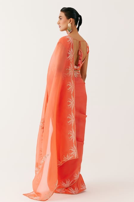 Devnaagri Floral Embroidered Saree With Blouse 