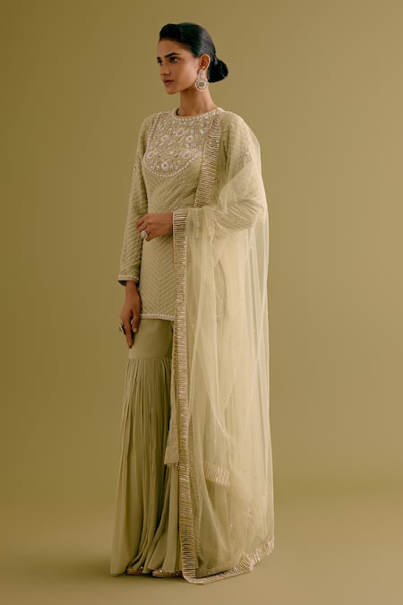 Devnaagri Sequin Embroidered Kurta Gharara Set 