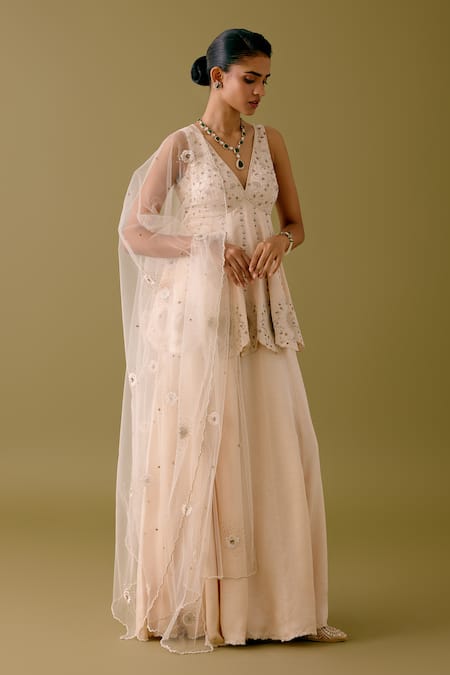 Devnaagri Zari Work Kurta Sharara Set 