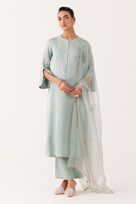 Devnaagri Flora Dori & Sequin Embroidered Kurta Set 