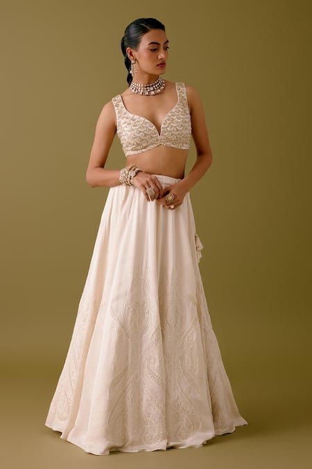 Devnaagri Acanthus Bloom Embroidered Lehenga Set 
